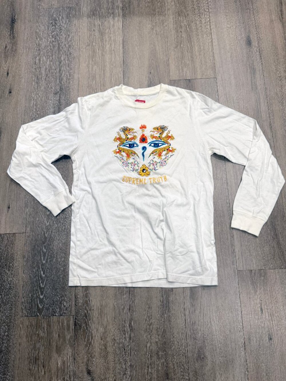 Supreme "Supreme Truth" Embroidered Long Sleeve Tee White (SS17)